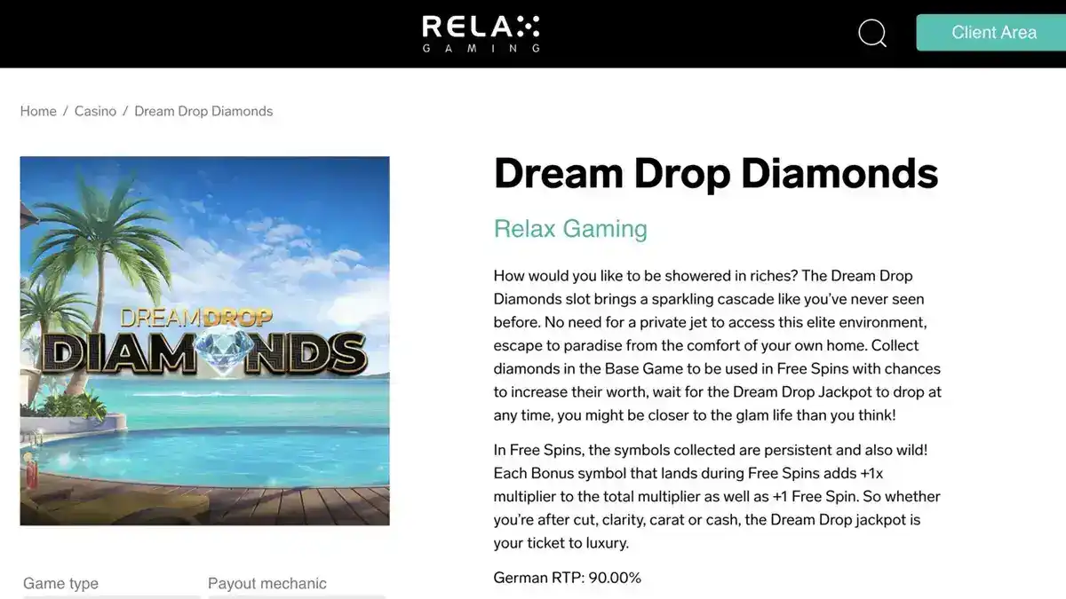 Dream Drop Diamonds full comparison screenshot from relax-gaming.com