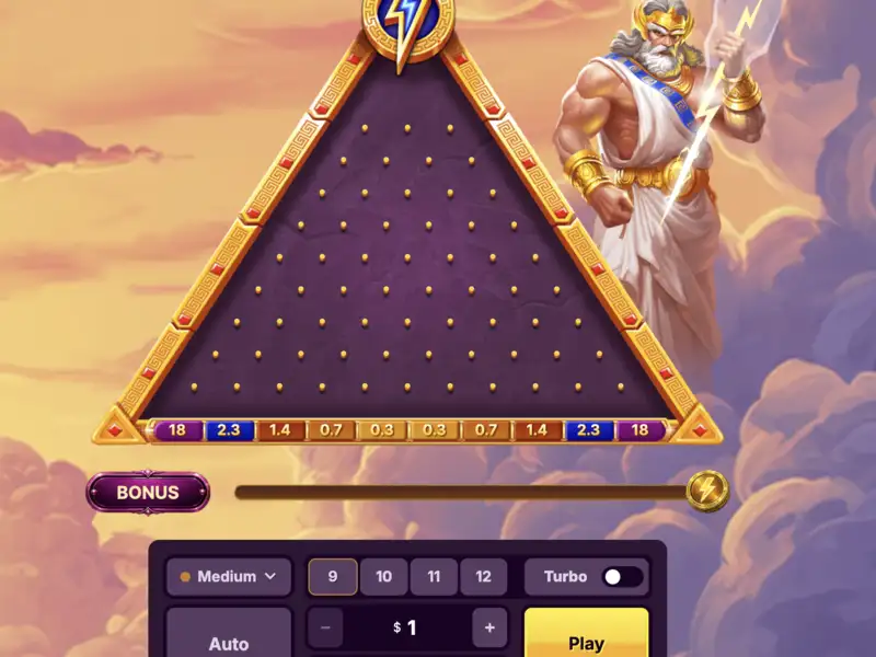 GodPlay Plinko real medium-risk board and controls