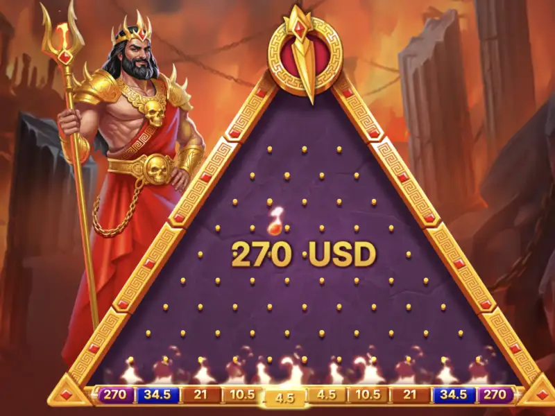GodPlay Plinko Hades win screen with 270 USD result