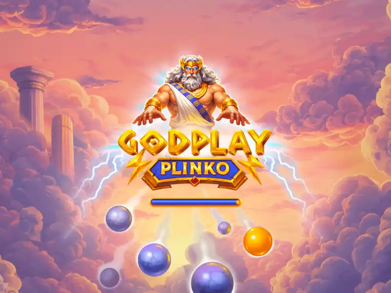 GodPlay Plinko game board with pegs, risk selector and payout slots
